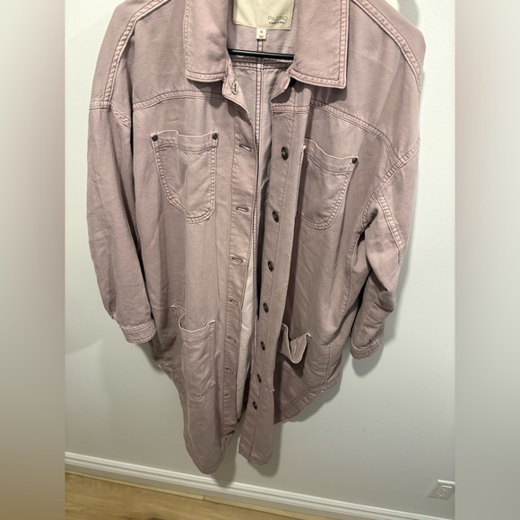 Anthropologie-PILCRO- DUSTER SHIRT JACKET- MAUVE-LONG- OVERSIZED FIT- XS - Picture 6 of 11